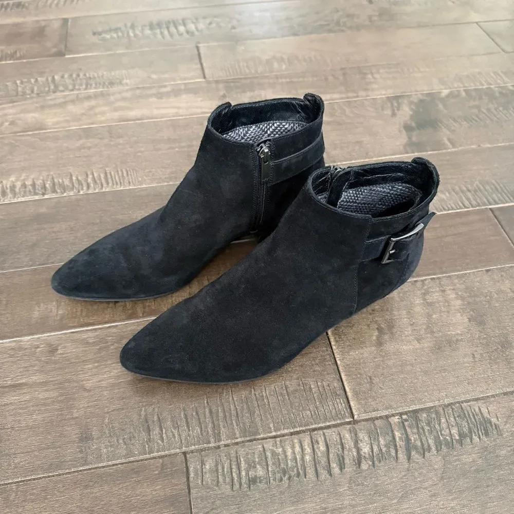 AQUATALIA Fernn Weatherproof Suede Booties Ankle Boots Black Leather 9.5
